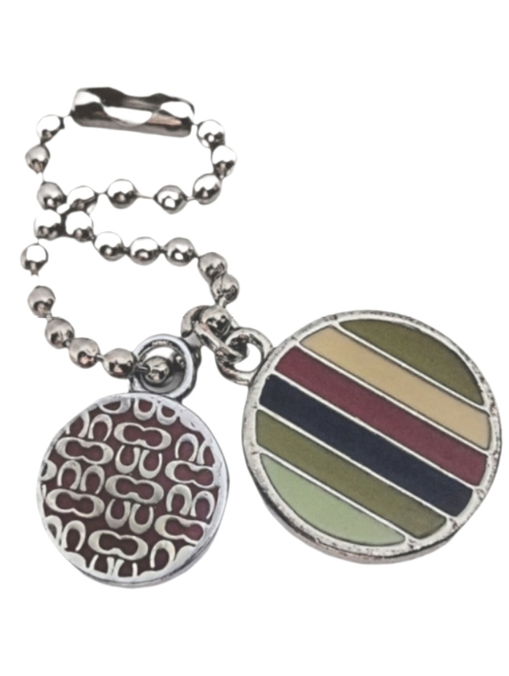 🌈 Y2K Coach Legacy Striped Enamel Round Hangtag Bag Fob Charms Keychains Rare